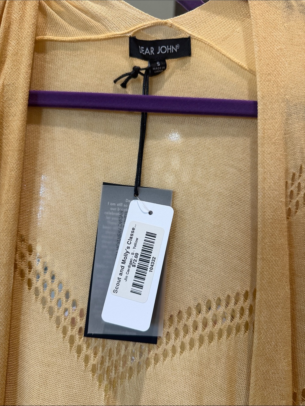 NWT Dear John Mustard Open-Knit Duster - Picture 2 of 5